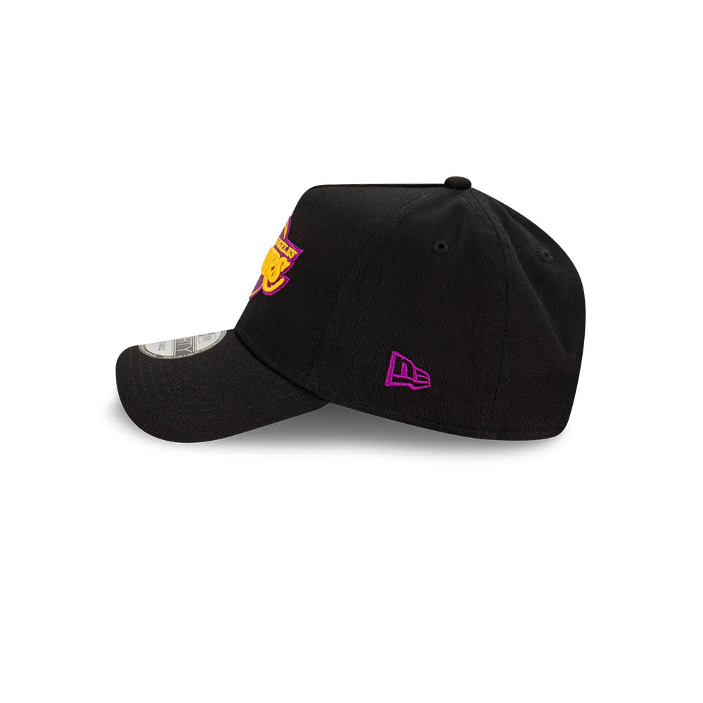 LA Lakers Hat - Black Passionfruit 9Forty A-Frame NBA Snapback Cap - New Era